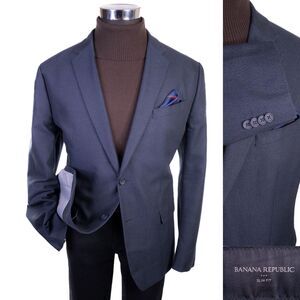 BANANA REPUBLIC Blazer Sport Coat 2 Button Casual Jacket Size 46R COTTON Blue
